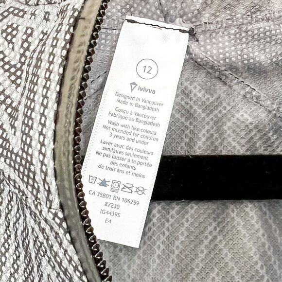 Ivivva by Lululemon Girls Chevron Full Zip Hooded Rain Jacket Windbreaker Sz 12 - Picture 3 of 4